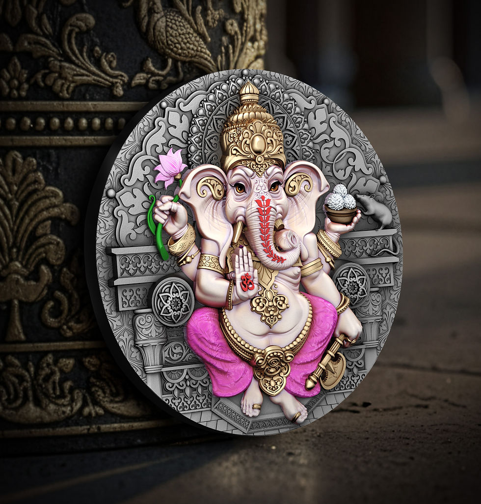 Miniature : GANESHA - Hindu Pantheon - 2oz .999 High Relief Silver Coin  5$ Niue 2025