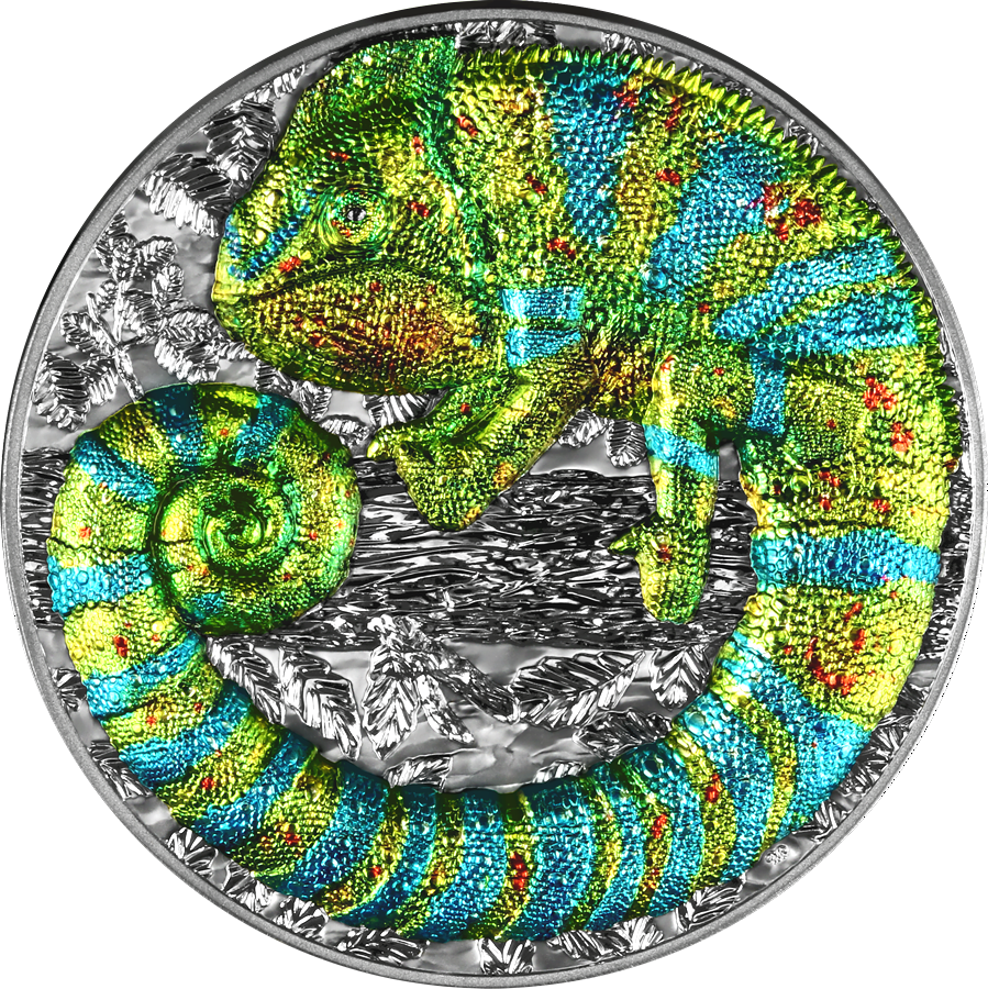 Thumbnail: CHAMELEON Representatives Of The Species HR Enobled 2oz Silver Coin Niue 2023