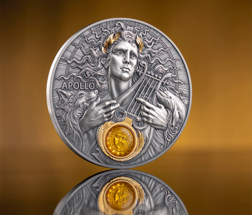 APOLLO - Divine Faces of the Sun 3 oz Antique finish Silver