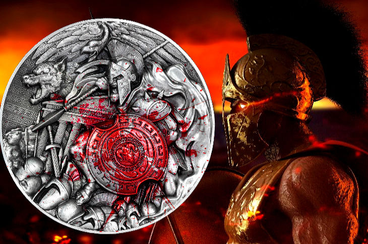Miniatura: Ares 10 oz .999 Silver Coin – Antiqued Silver 50000 Francs CFA Chad 2024