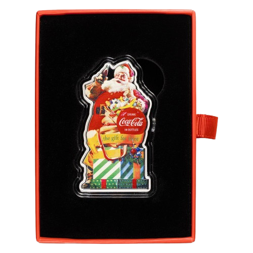 Miniature : 2024 Coca Cola Santa Shaped 1 oz Silver Bar