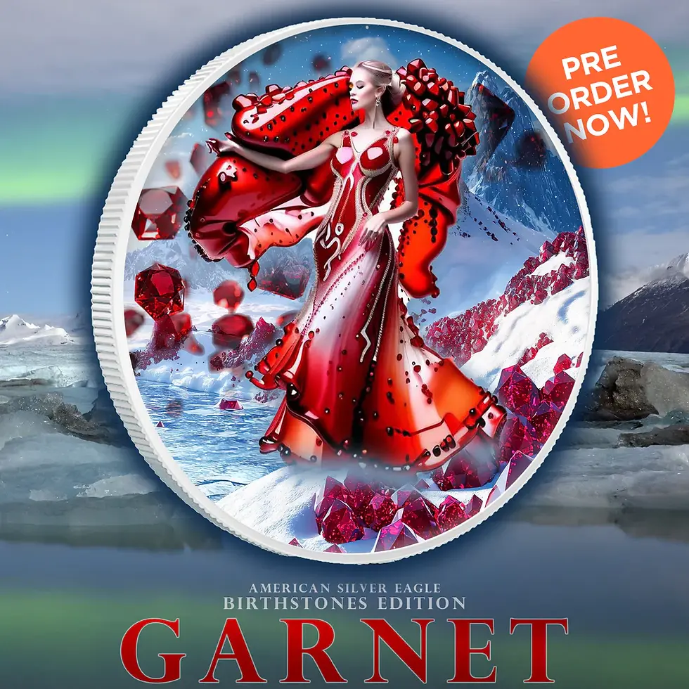Thumbnail: January - Garnet Colorized Birth Month - 1oz .999 Silver - $1 USA Eagle 2024
