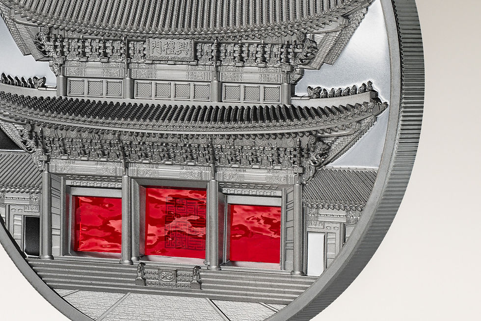 Miniatura: GYEONGBOKGUNG Tiffany Art Metropolis 5 Oz Silver Coin 25$ Palau 2024