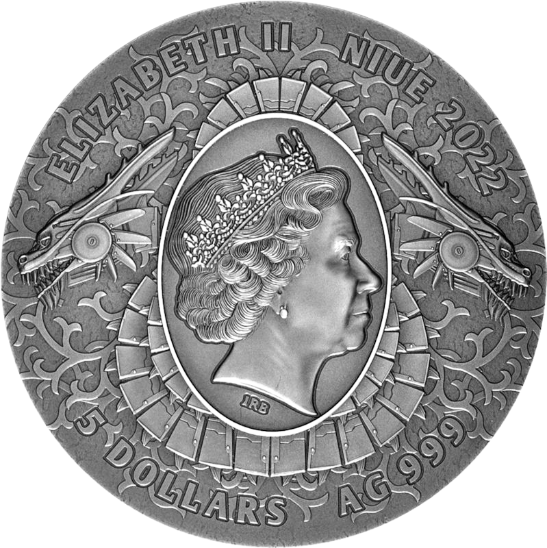 Miniatura: 5$ Silkpunk - The Punk Universe - 2 oz Silver High Relief Niue 2022 UV Antiqued