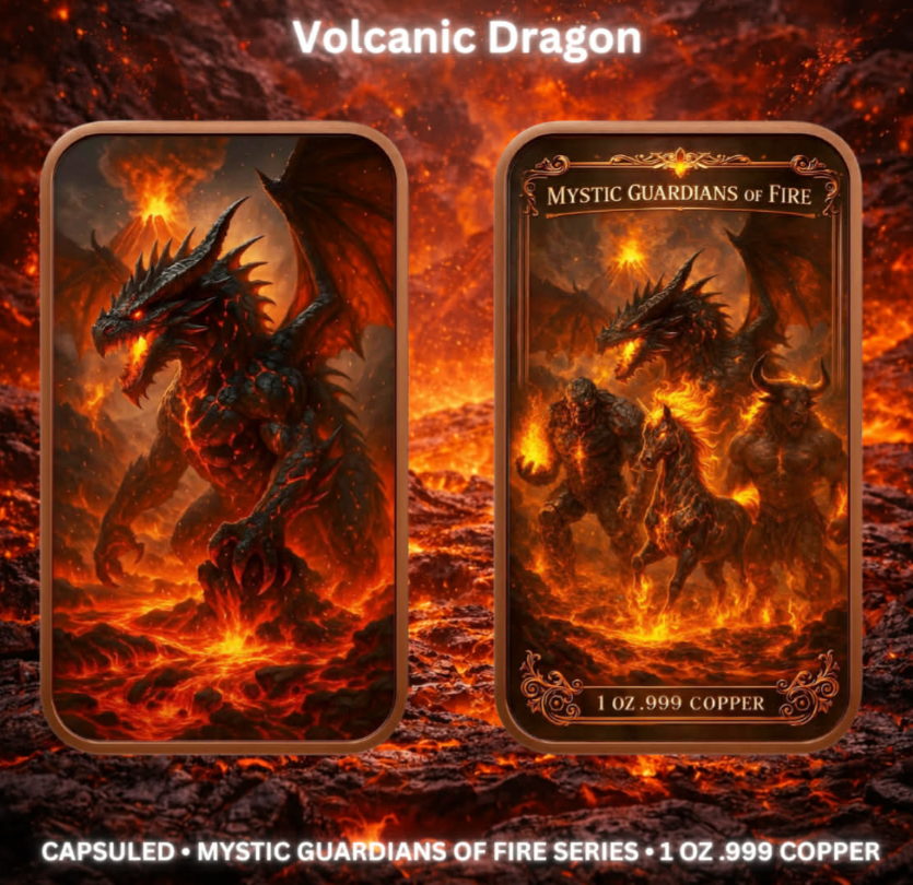 Miniatura: Mystic Guardians of Fire 4 x 1 oz .999 Copper Bar Set