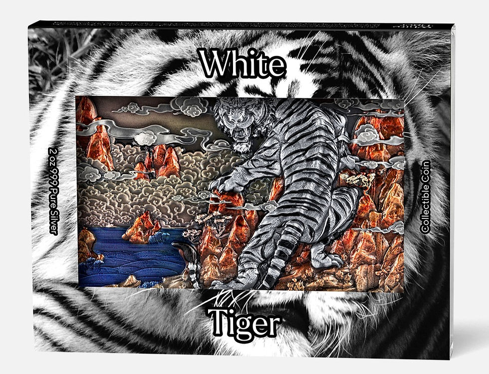 Thumbnail: The White Tiger 2 oz 999 Fine Silver Coin – Chad 2022 – 10000 Francs CFA