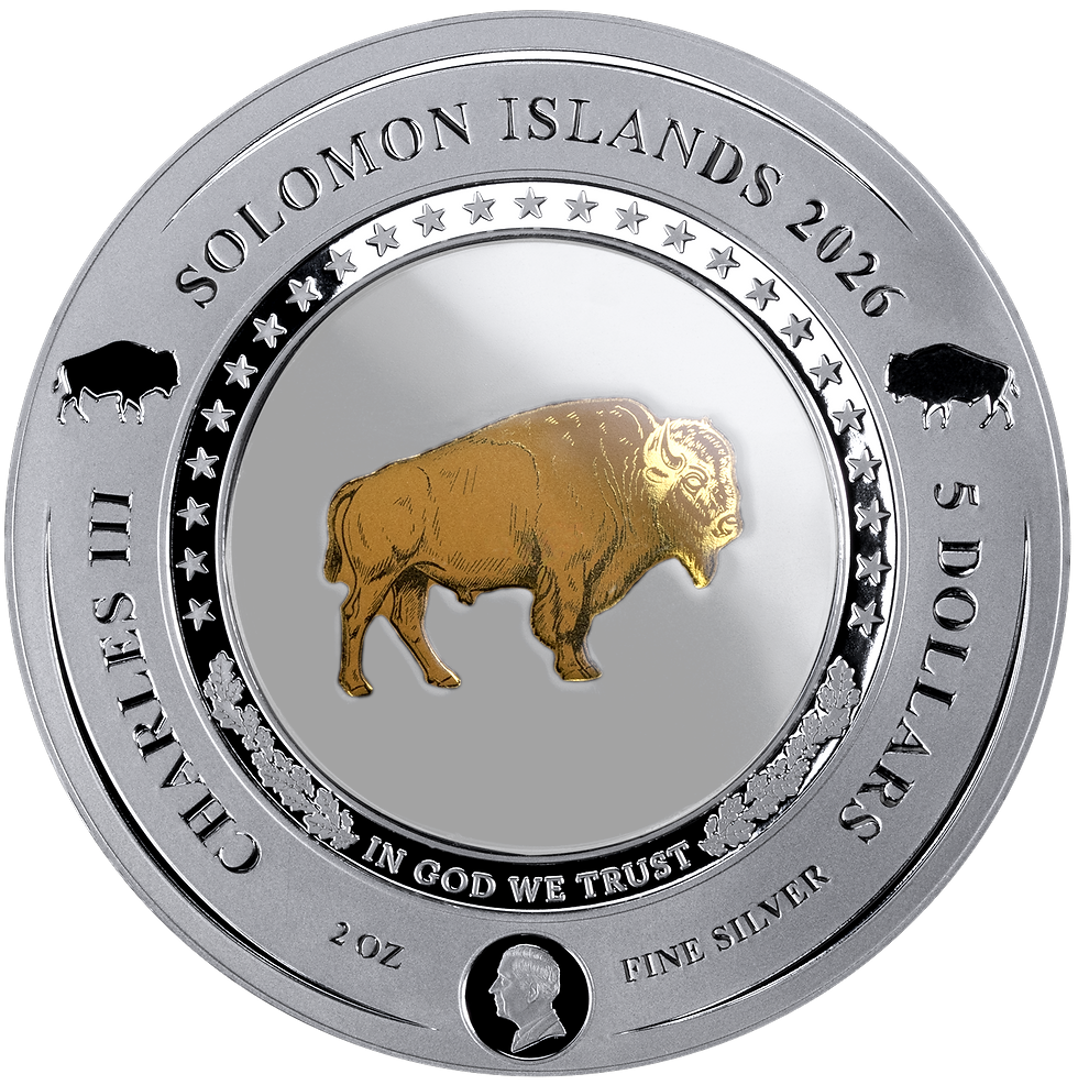 Thumbnail: Embracing Gold Buffalo - 2oz .999 Silver Coin - 5$ Solomon Islands 2026