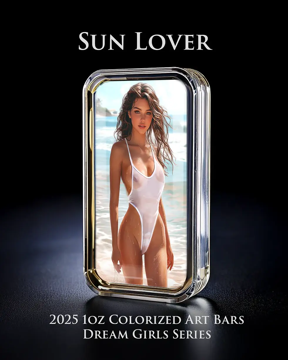 Miniatura: 2025 Colorized 1oz .999 Silver Art Bar Dream Girl Series "Sun Lover"