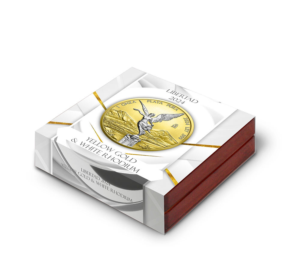 Miniatura: Yellow Gold and White Rhodium - 1oz .999 silver coin - Mexico libertad 2024