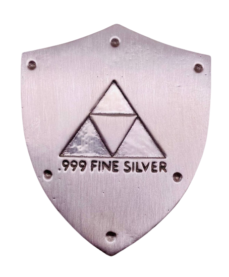 Thumbnail: Legend of Zelda Poured Enameled Hyrule Shield 2.4 oz .999 Silver Bar
