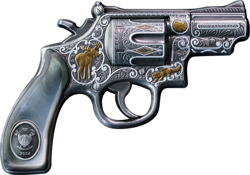Miniaturbild: Revolver Mother of Pearl - 58g Silver Coin 1000 Francs CFA Cameroon 2024