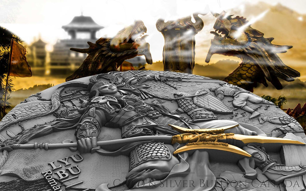 Miniaturbild: LYU BU Antiker chinesischer Krieger 2 Oz Silbermünze 5$ Niue 2020 Hochrelief