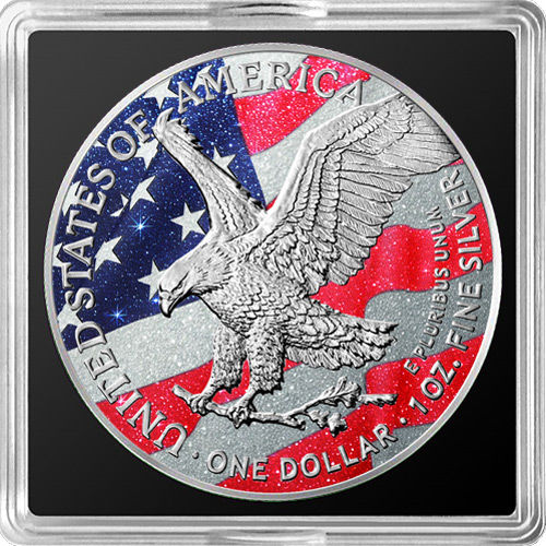 Thumbnail: THREE PRECIOUS STONES US FLAG 1 Oz Silver Coin 1$ USA 2025