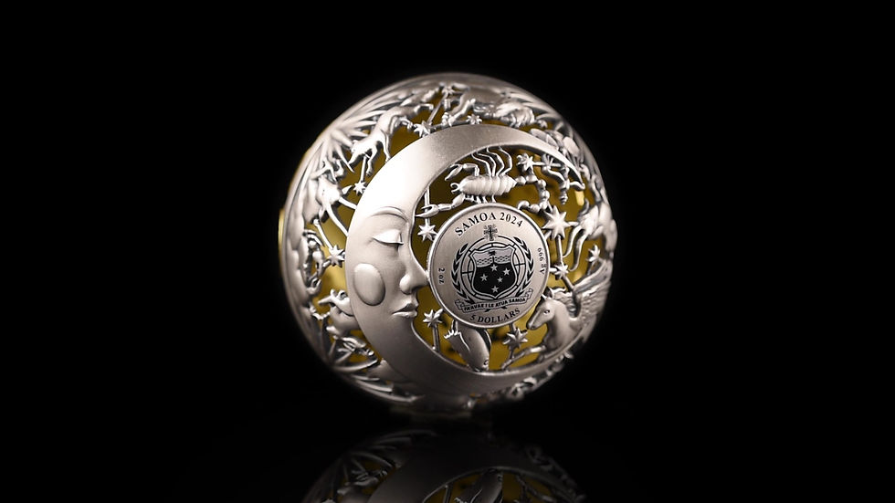 Miniatura: SUN AND MOON Filigree Spherical 2 Oz Silver Coin Samoa 2024