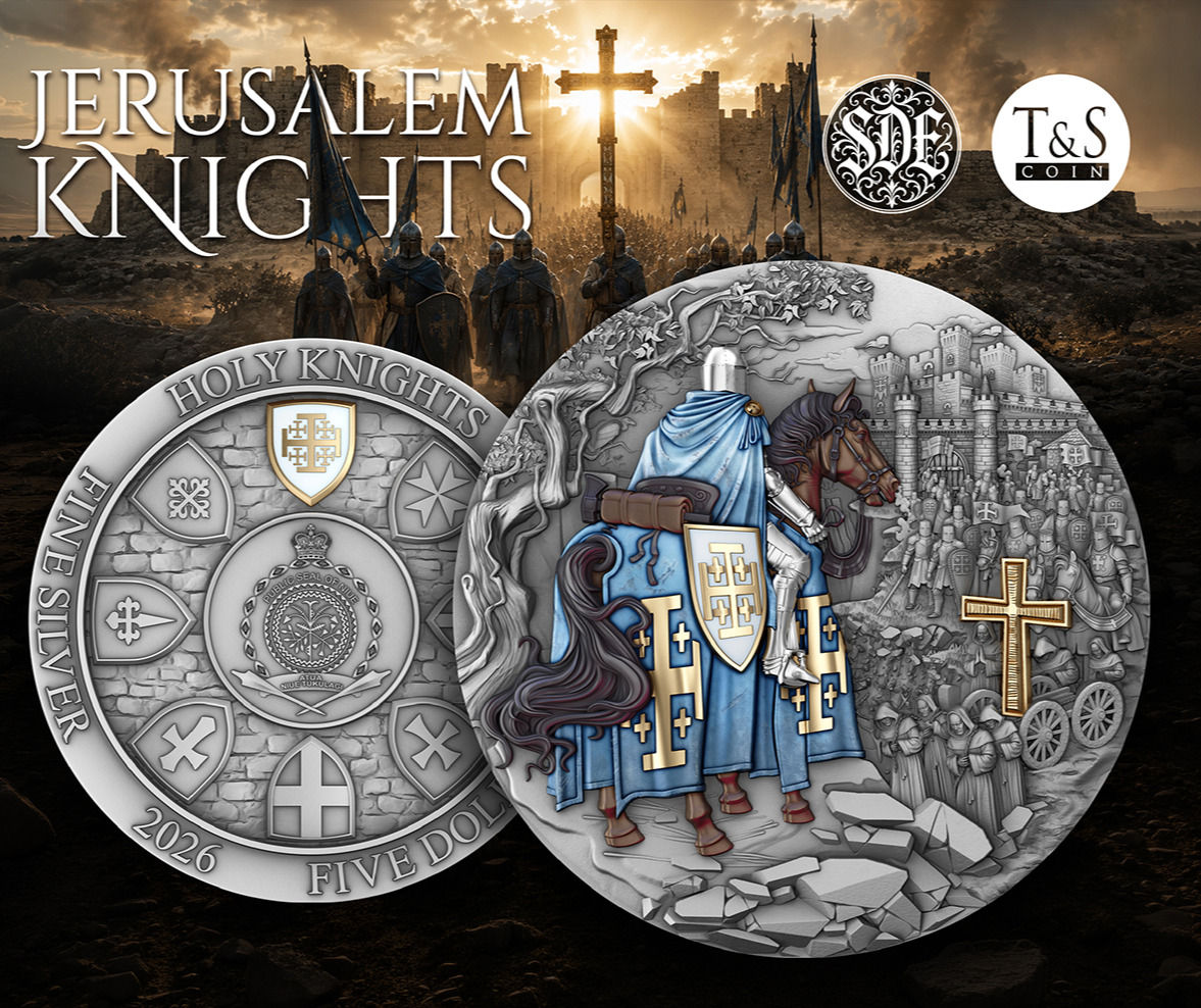 Jerusalem Knights: Holy Knights series - 2oz .999 Silver Coin - 5$ Niue 2026