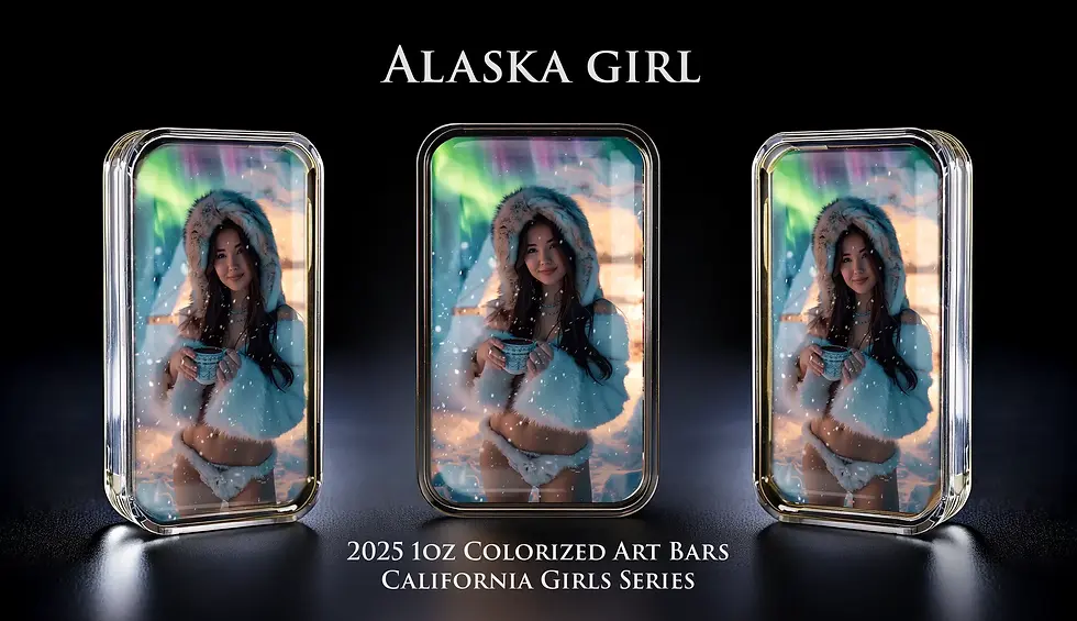 Miniatura: Cali Girls Song Bar Series "Northen Girls" 1oz .999 Fine Silver Color Art Bar