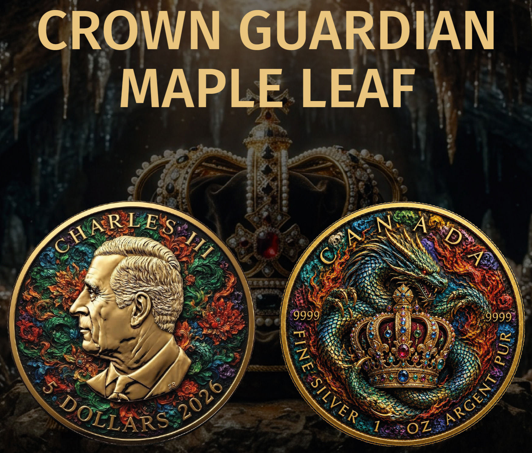 CROWN GUARDIAN - 1 Oz 999.9 Silver Coin - 5$ Canada 2026