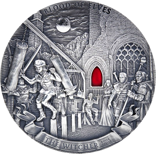Miniature : 50$ Blood of Elves - The Witcher Book Series 1 kg Silver High Relief 