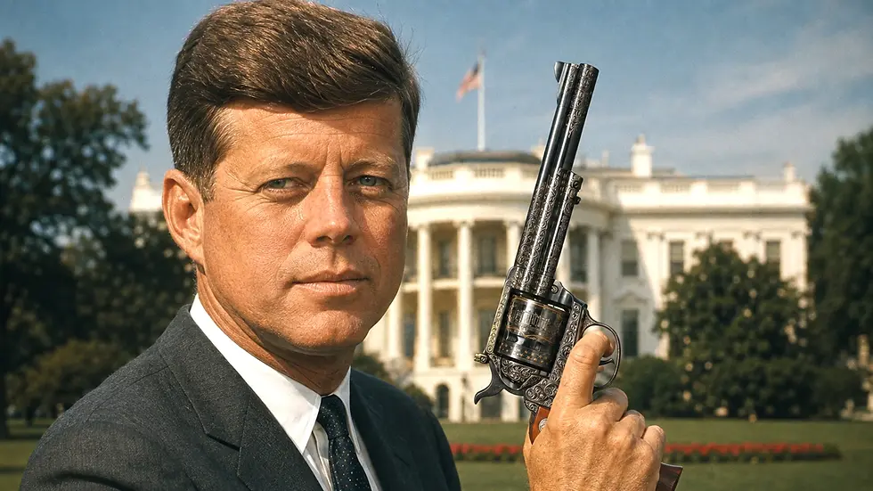 Thumbnail: JFK's Revolver - 2 o z.999 High Relief Silver Coin - 5 Tala Samoa 2027