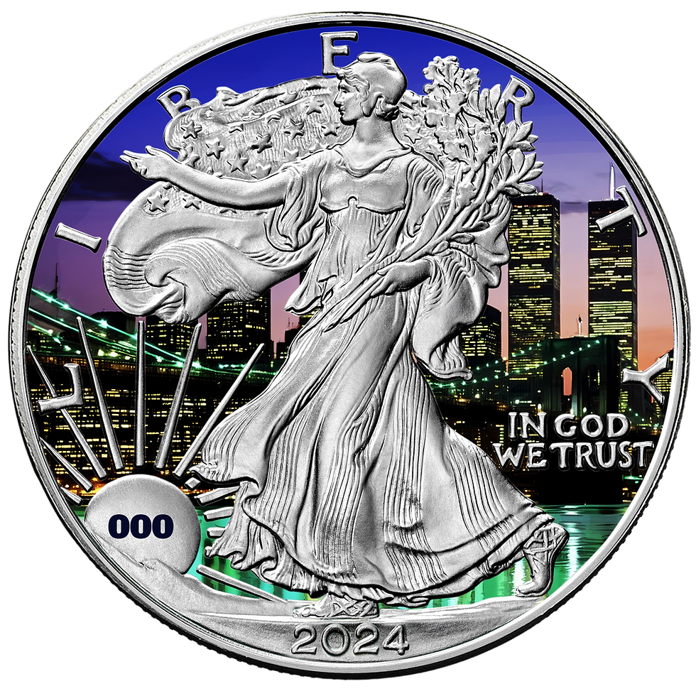 Miniature : 2024 Chromatics Never Forget Colorized 2 x 1 oz Silver Bar & Coin Set