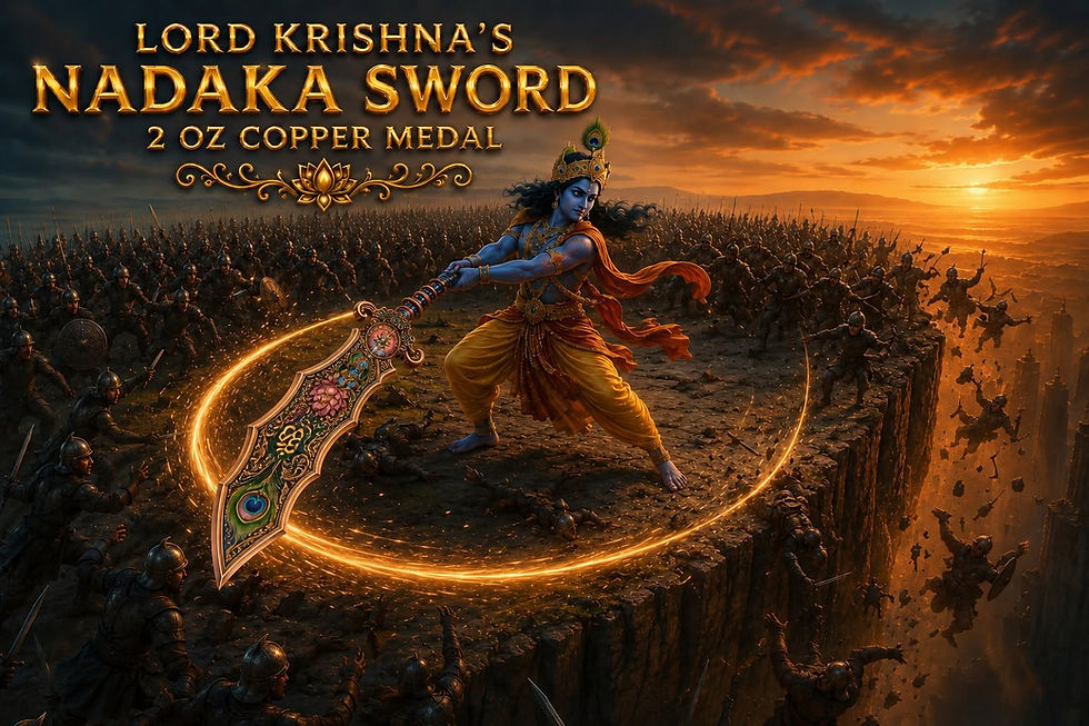 Miniatura: Lord Krishna's Nadaka Sword Shaped 2 oz .999 Copper Medal