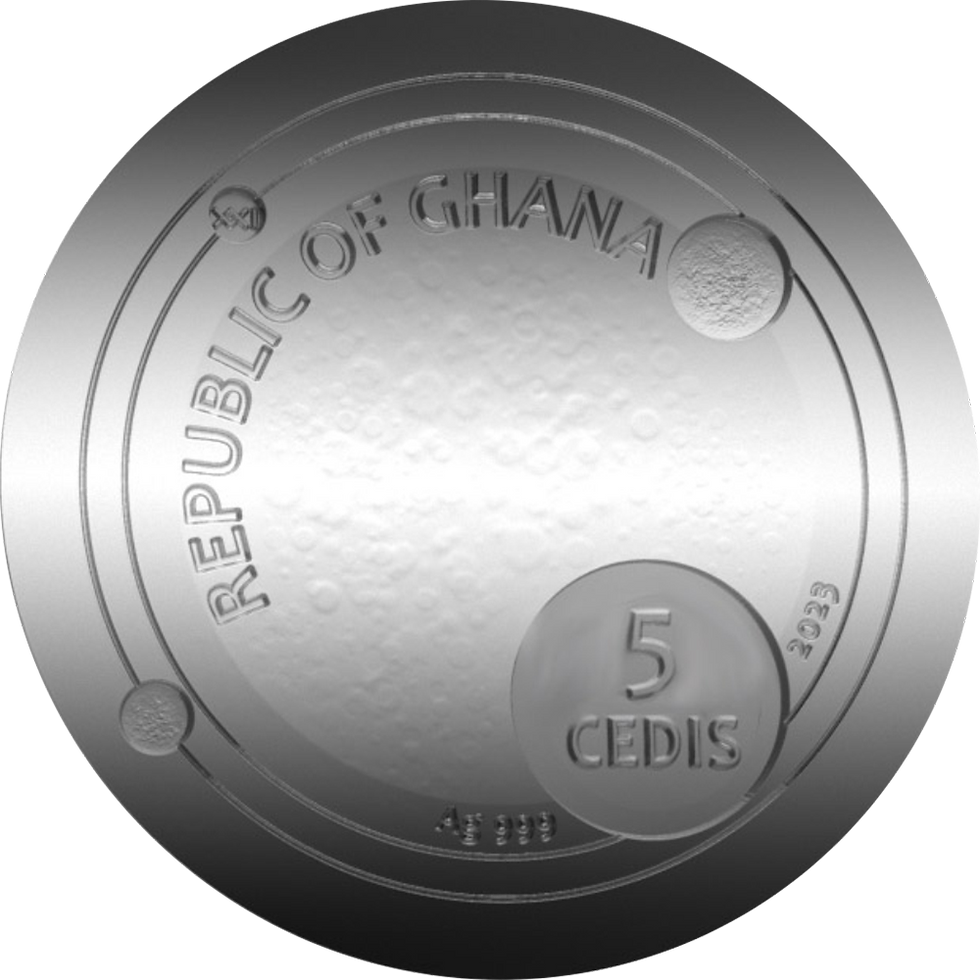 Miniatura: SPACE CUBE Campo del Cielo 2 Oz Silver Coin 5 Cedis Ghana 2023