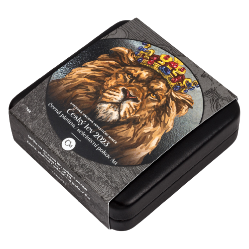 Miniatura: 2023 Czech Lion Gold Gilt Black Platinum 1 oz Silver Coin