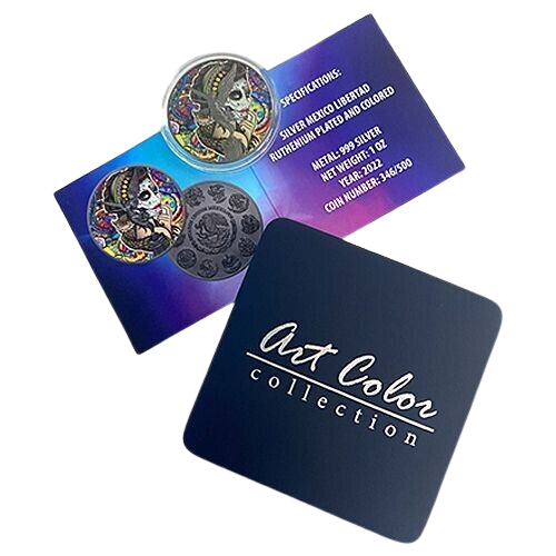 Miniatura: 1 oz 999 Silver Mexican Libertad - La Catrina - Colorized & Ruthenium Plated