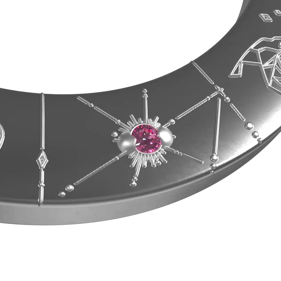 Miniatura: CIRCLE OF LUCK - Silver Pendant with natural Gemstone - 1$ Liberia 2026