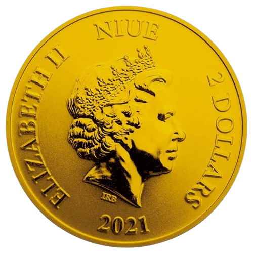 Thumbnail: 2021 1 oz Niue Silver Disney Mickey & Goofy Colorized Gilded Coin