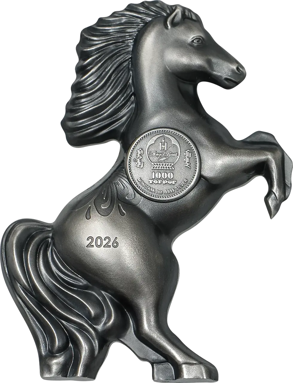 Miniatura: WILD HORSE Lunar Collection 1Oz Silver Coin 1000 Togrog Mongolia 2026