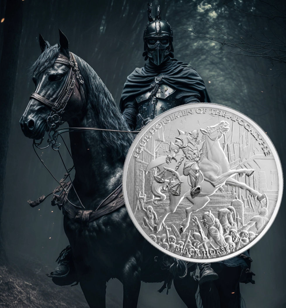 Thumbnail: Black HORSE: Four Horsemen of the Apocalypse - 1oz .999 Silver 5 Thalers Bullion