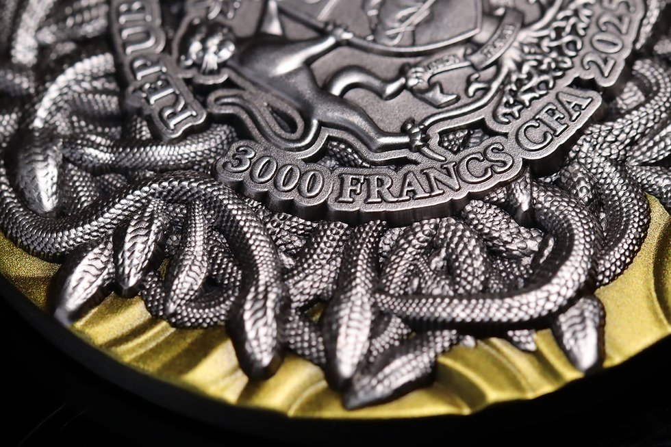 Miniature : Medusa the innocent victim  3 oz .999 Silver 3000 Francs CFA Gabon 2025