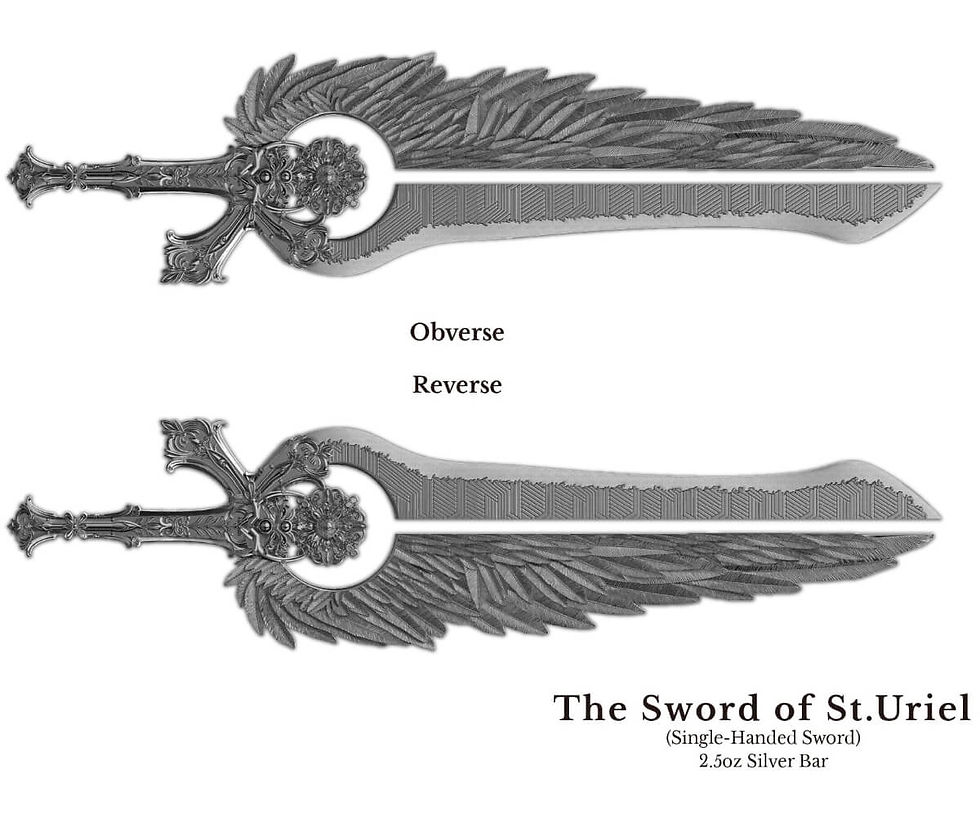 Thumbnail: 2025 South Korea Angel Sword of the St. Uriel 2.5 oz Silver High Relief Shaped
