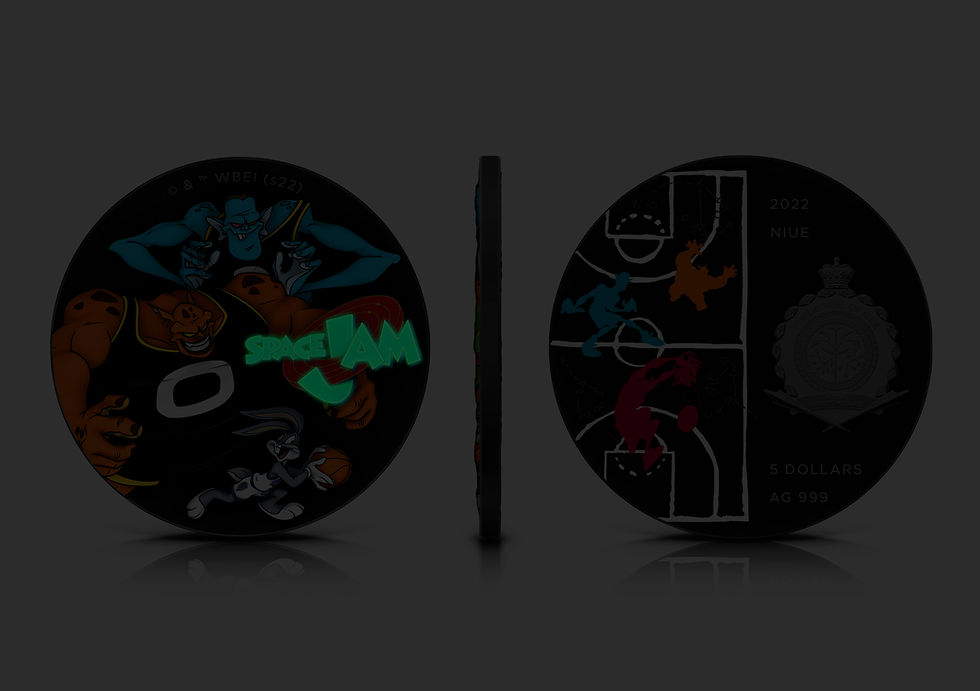 Miniaturbild: Space Jam 2oz .999 Glow inDark .999 Silver Coin in High Relief $5 Niue 2024