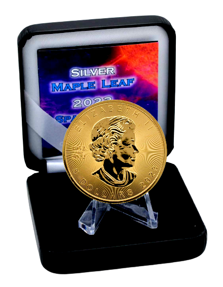 Miniatura: MAPLE LEAF Space Gold Edition 1 Oz Silver Coin 5$ Canada 2023