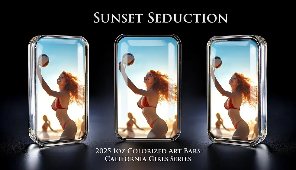 Miniatura: Cali Girls Song Bar Series Sunset Seduction 1oz .999 Fine Silver Color Art Bar