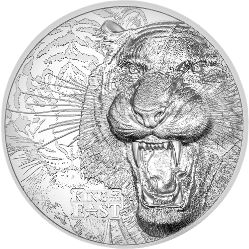 Miniatura: KING OF THE EAST Asian Tiger 1 Oz Silver Coin 5$ Cook Islands 2025