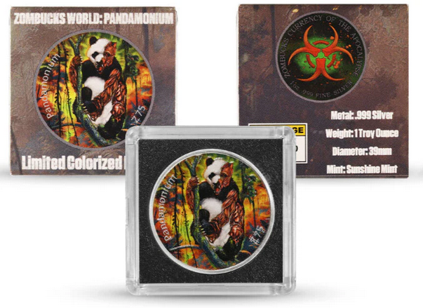 Miniature : 2024 Zombucks World Pandamonium 1oz .999 Silver Colorized Limited Edition