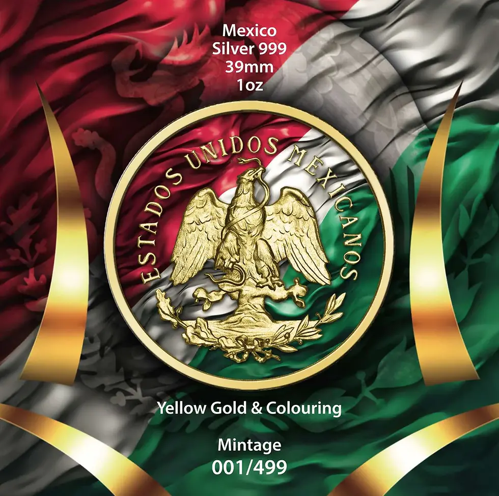 Miniatura: 2025 Intaglio Mint Mexican Flag Edition 1oz .999 Silver Medal