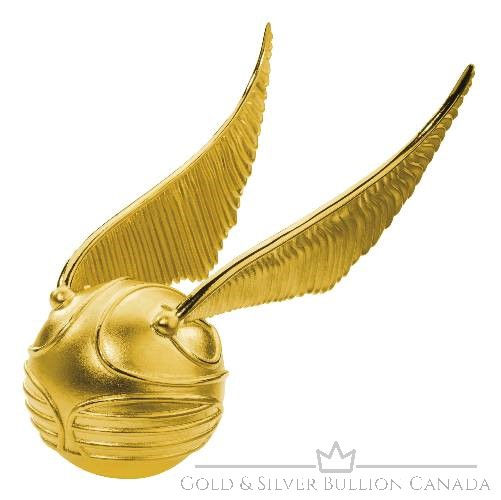 Miniatura: HARRY POTTER 3D GOLDEN SNITCH - 2022 Moneta 3d in argento puro da 3 oz con platino in oro 24 carati