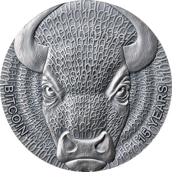 Miniaturbild: BINARY BULL Binary World 2 Oz Silver Coin 1000 Satoshi United Crypto States 2024
