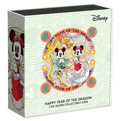 Thumbnail: Disney Lunar – Happy Year of the Dragon 3oz Silver Coin Niue 2024