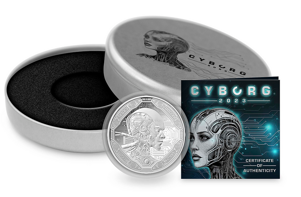 Miniature : AI CYBORG Artificial Intelligence 1 Oz Silver Coin 5$ Samoa 2023