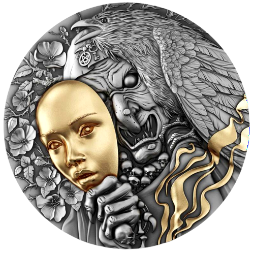 Miniature : BEHIND THE MASK 2 Oz Silver Coin 5 dollars Niue 2023