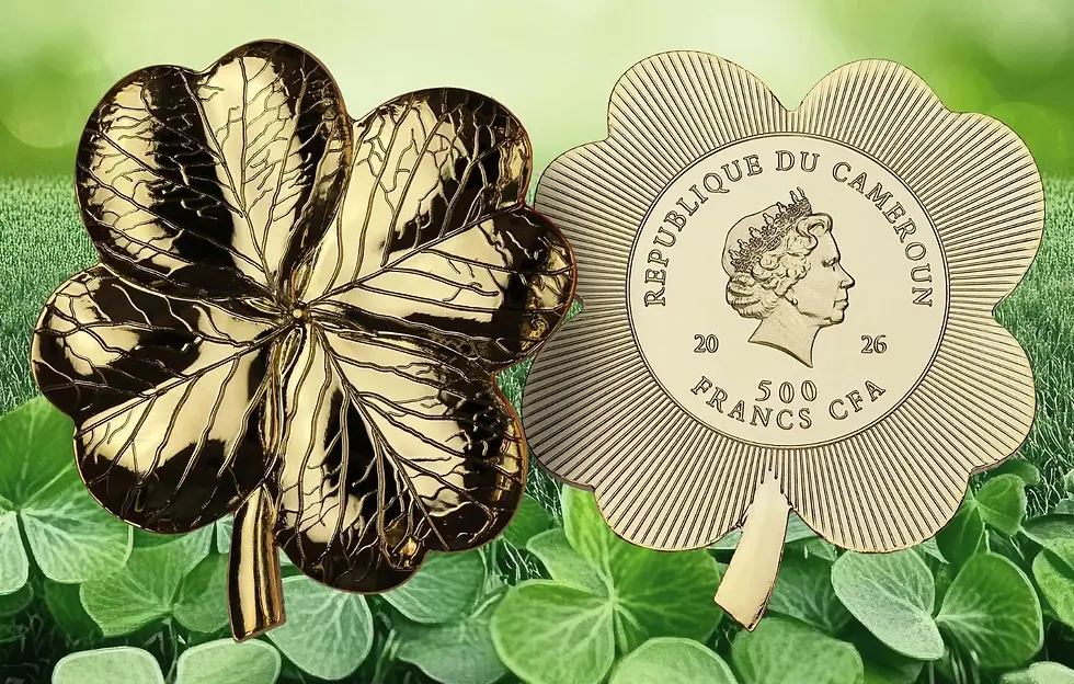 Thumbnail: Four Leaf Copper Coin Gold Plated Cameroon 2026