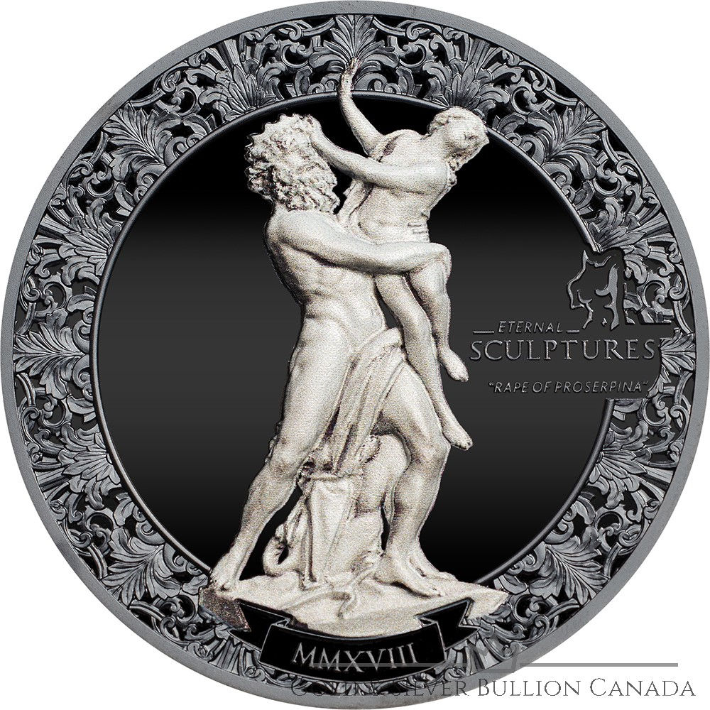 RAPE OF PROSERPINA Eternal Sculptures 2 Oz Silver Coin 10$ Palau 2018