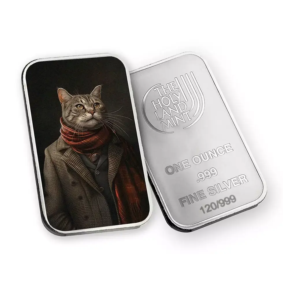 Miniature : William - Human Cats - 1 oz .999 Silver Colorized Bar