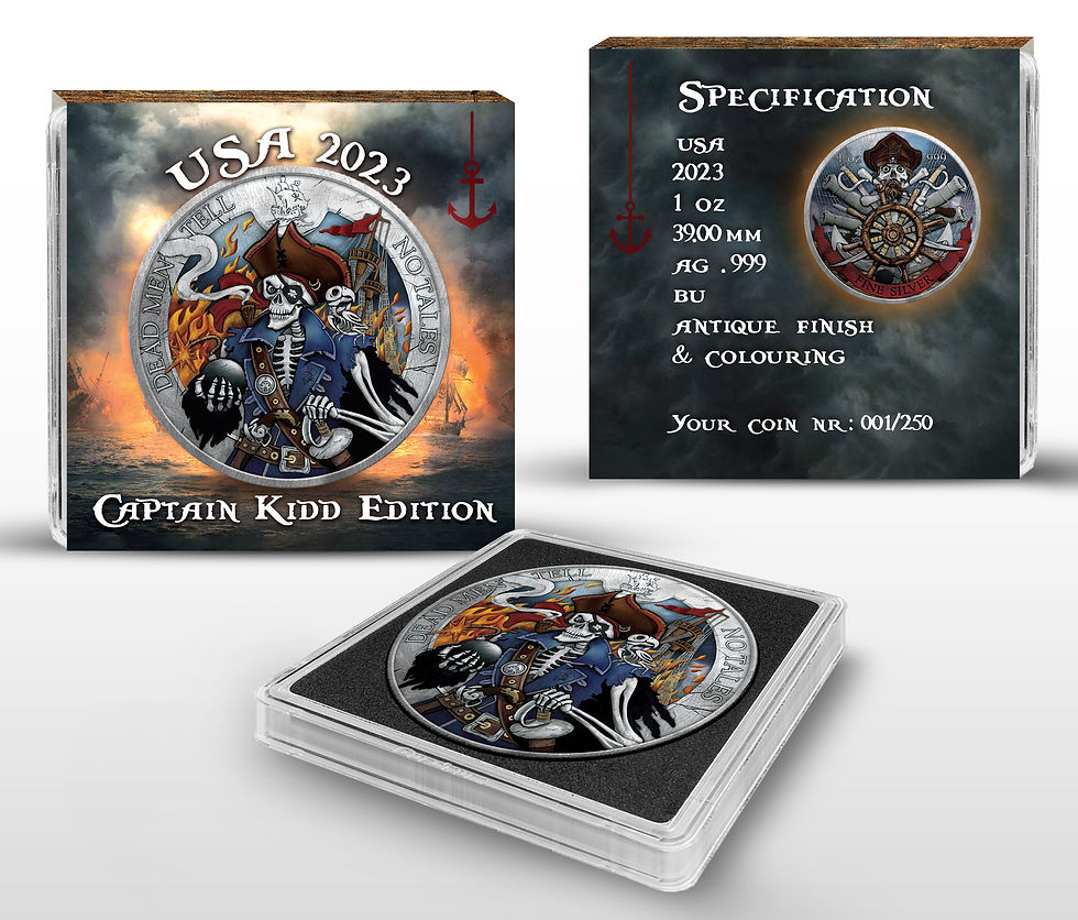 Miniatura: Dead Men Tell No Tales Captain Kidd Edition 1 oz Silver Round