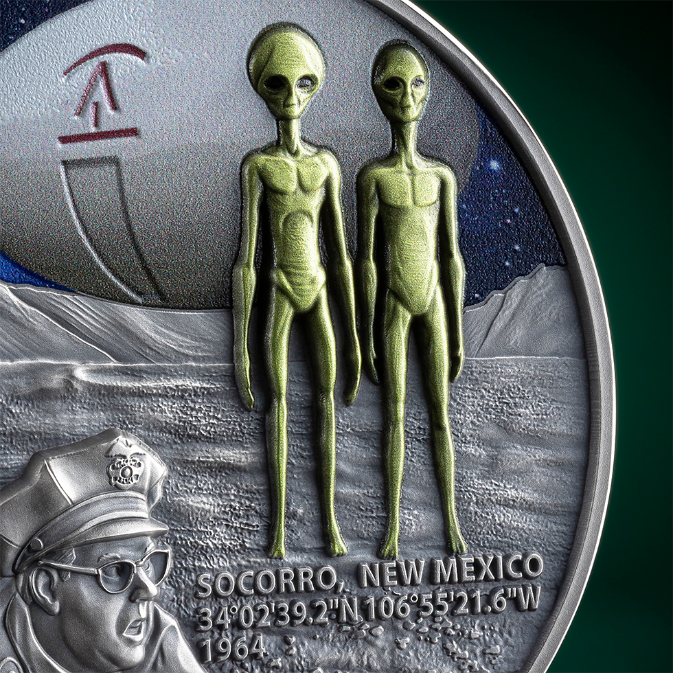 Miniatura: Socorro UFO Incident Interstellar Phenomena 2 oz Silver Coin Cameroon 2025